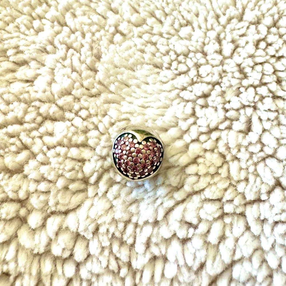 Pandora Silver Bracelet Charm with Pink Accents